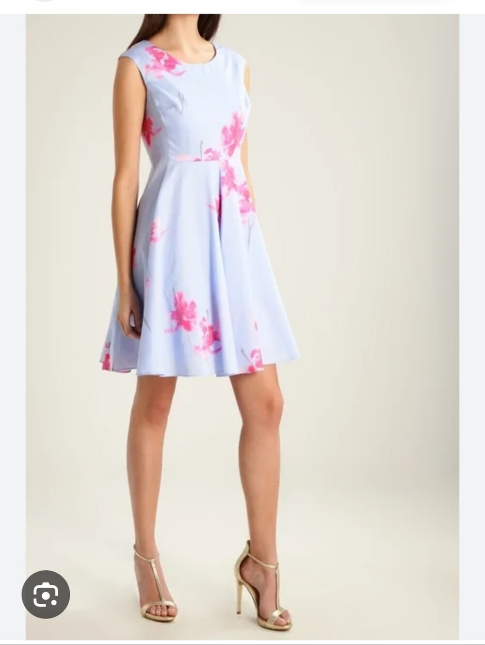 Light Blue Floral A-Line Skirt with Pink Print By Joules Size 10